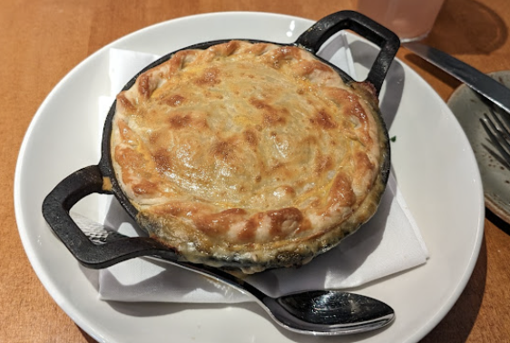 The Greene House signature dishes Homestyle Pot PieThe Greene House SaladMesquite Grilled Kobe Cheeseburger